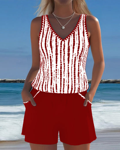 Leslie - Completo tankini con shorts casual