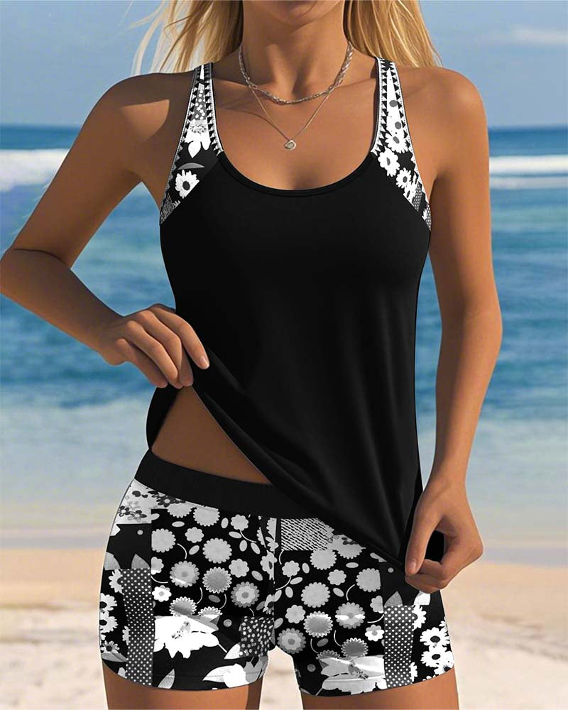 Nanet - Completo tankini stampato con shorts