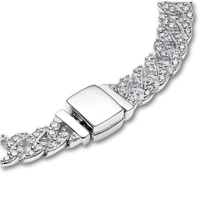 Kubánský náramok Pavé | Biele zlato