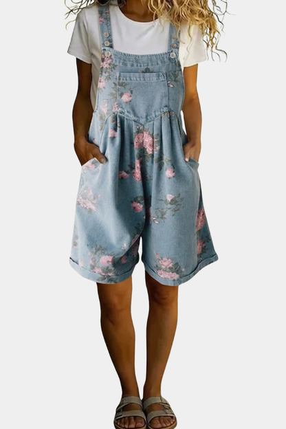 Judita - Vintage overal z opraného kvetovaného denimu