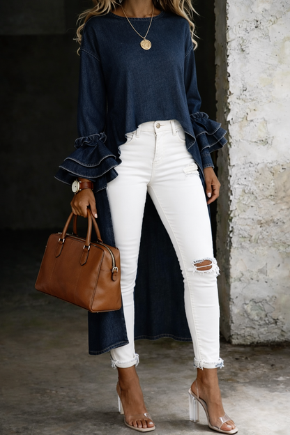 Natálie - Oversize denimová košeľa pro ležérne vzhled