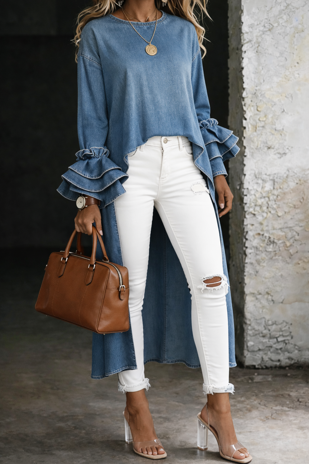 Natálie - Oversize denimová košeľa pro ležérne vzhled