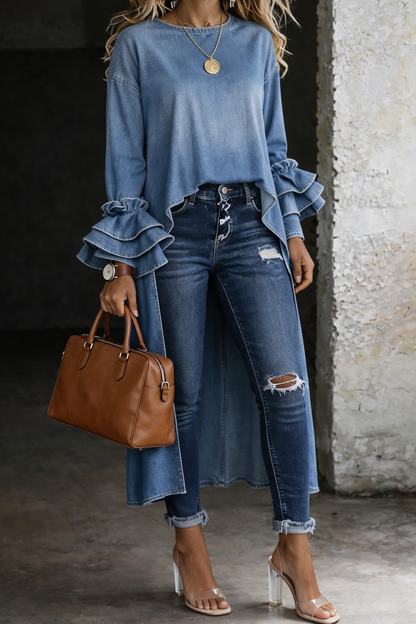 Natálie - Oversize denimová košeľa pro ležérne vzhled