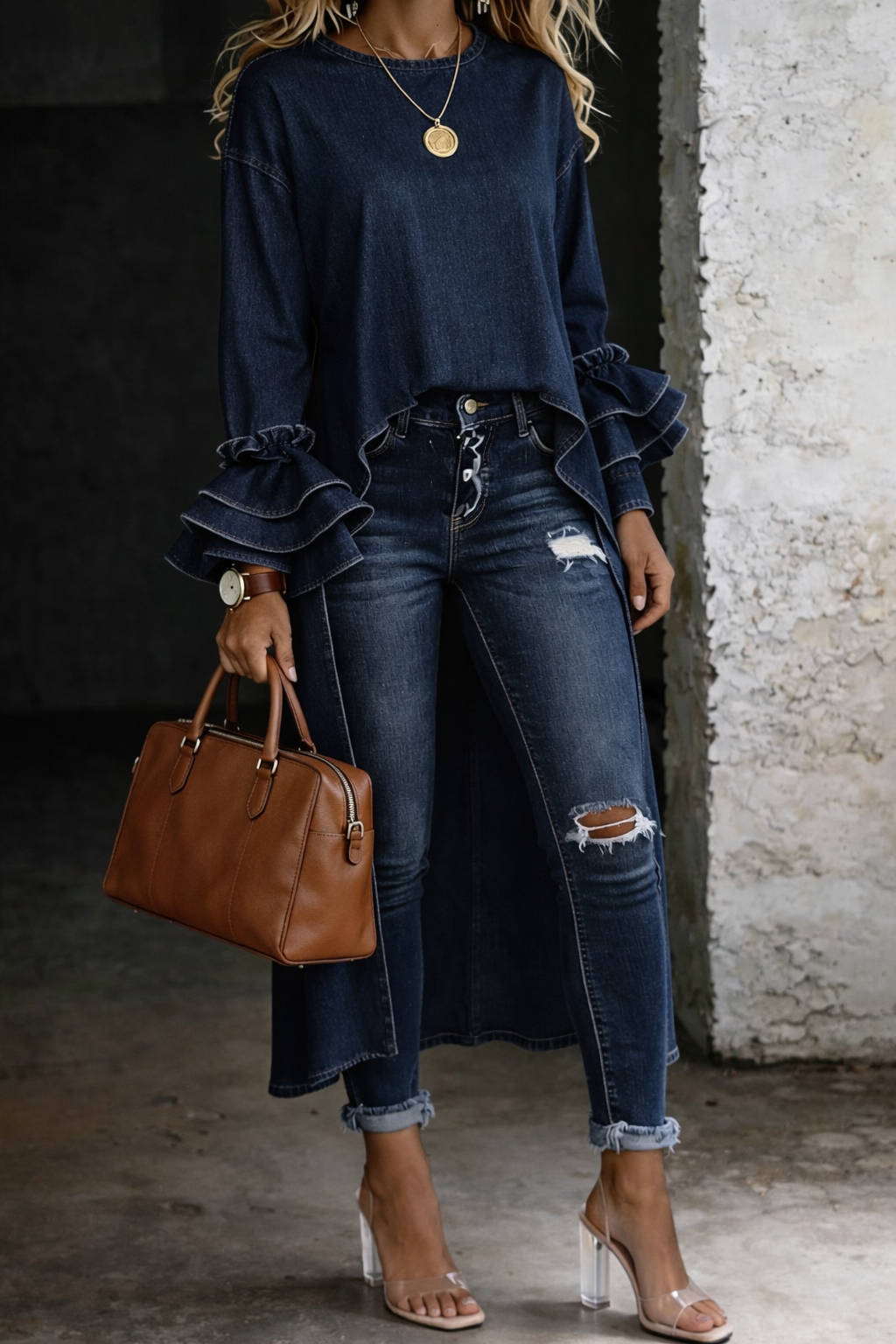 Natálie - Oversize denimová košeľa pro ležérne vzhled