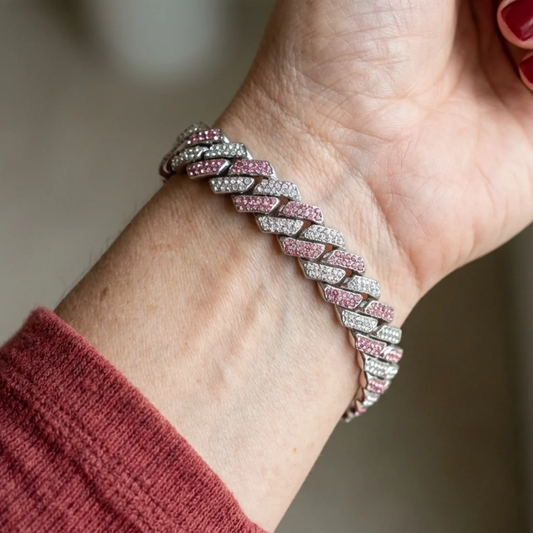 Kubánský náramok Pink Shimmer | Biele zlato