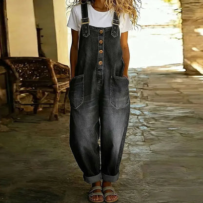Mirka - Retro trakový overal z mäkkého denimu
