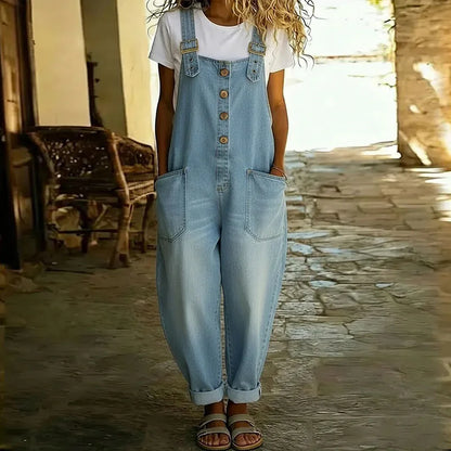 Mirka - Retro trakový overal z mäkkého denimu