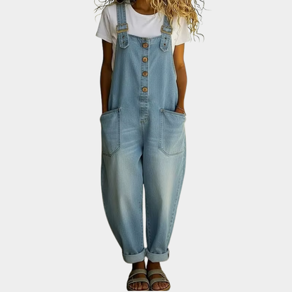 Mirka - Retro trakový overal z mäkkého denimu