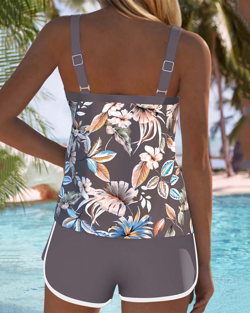 Imke | Tankini stampato senza maniche con scollo a U